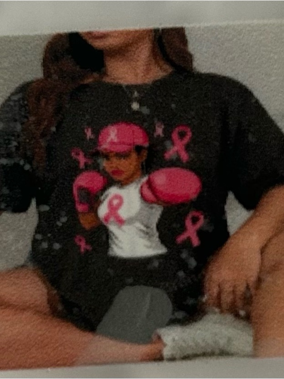 Women’s breast cancer T-shirt with Pink Ribbon Boxer.